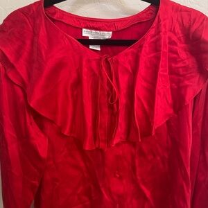 Preston & York Vibrant Red Blouse with Ruffle Detail